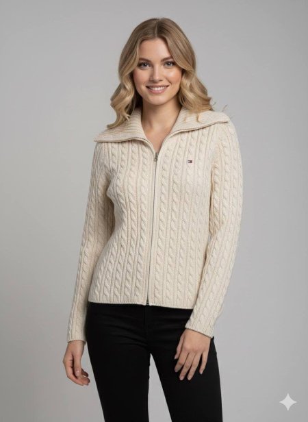 جاكيت تومي باللون البيج والكحلي